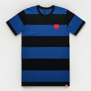 Chocolate Red Square Stripped Blue/Black Size Small‎ 100% Cotton Premium T-Shirt